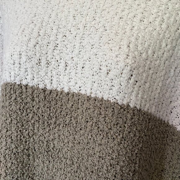 NWOT Chunky 3-Colour Sweater | White Taupe Grey Bouclé Knit Pullover - Picture 3 of 11